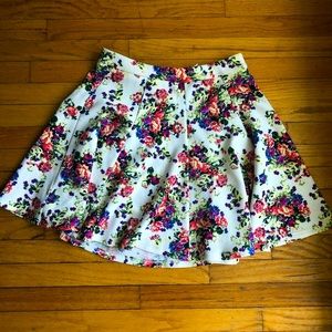 Floral fit and flair mini skirt